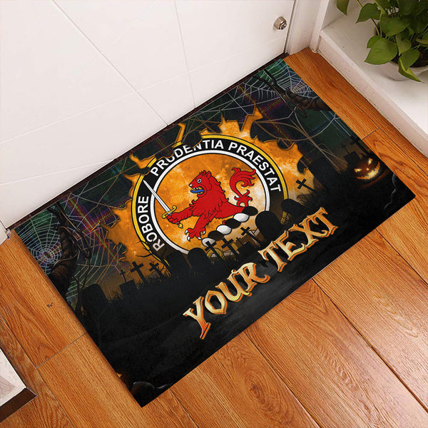 Young Modern Clan Badge Tartan Personalize Doormat Happy Halloween Style