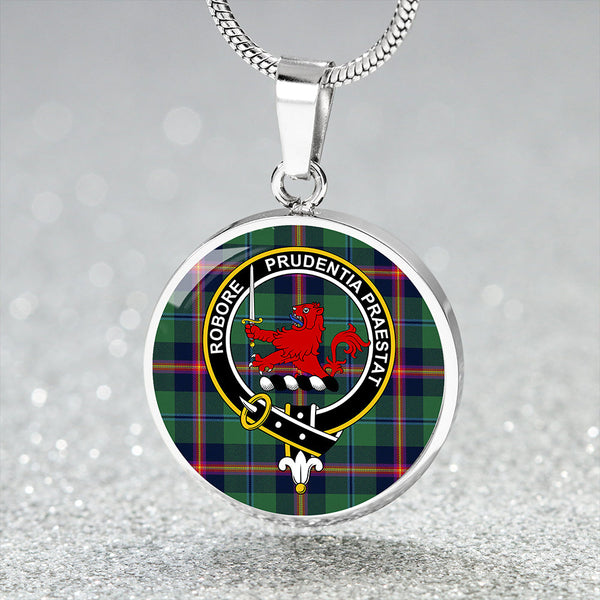 Young Modern Clan Badge Tartan Classic Circle Necklace