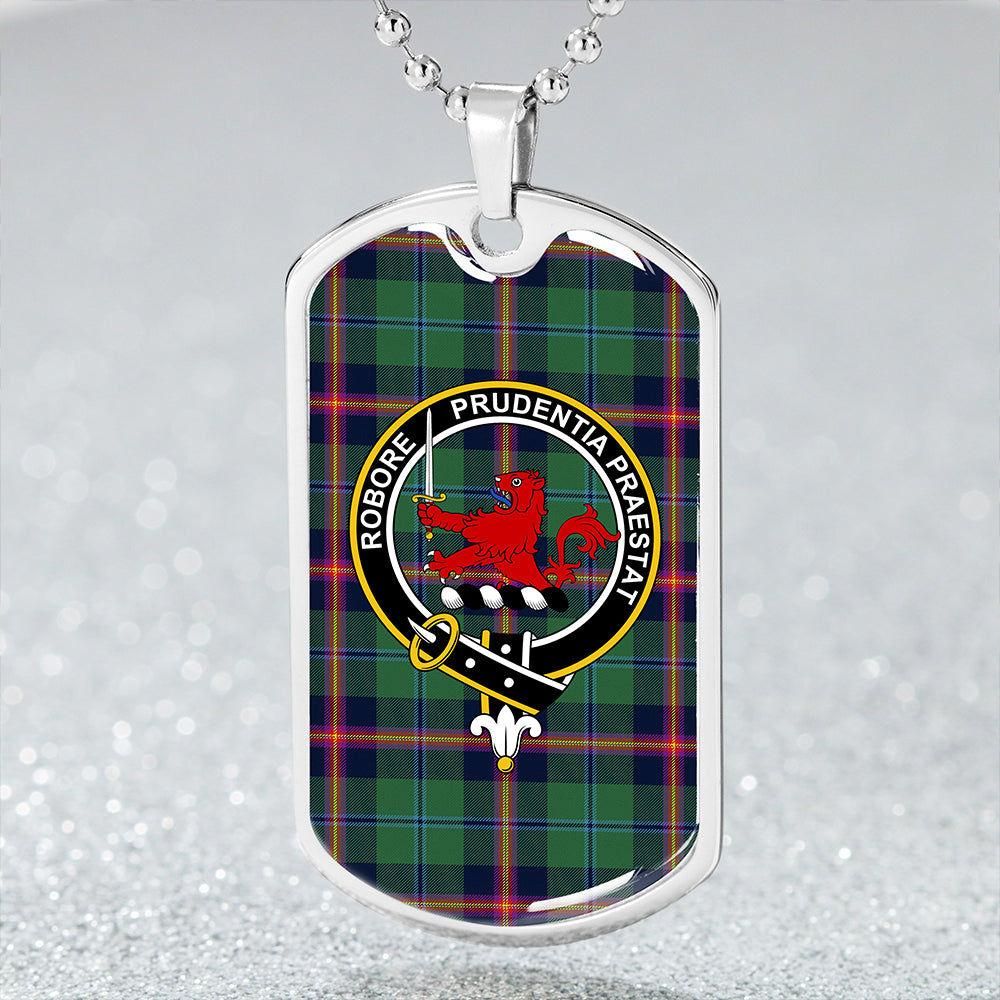 Young Modern Clan Badge Classic Tartan Dog Tag Necklace