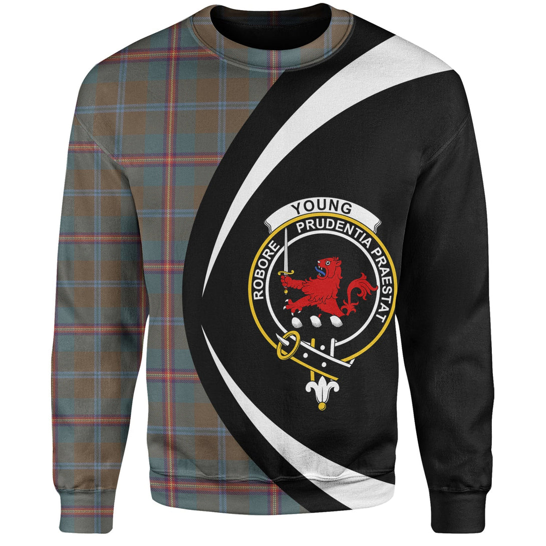 Young Weathered Clan Badge Tartan Sweatshirt Circle Style Personalized