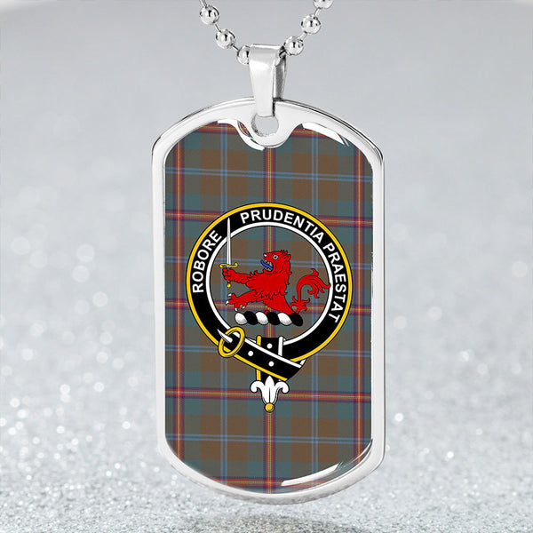 Young Weathered Clan Badge Classic Tartan Dog Tag Necklace