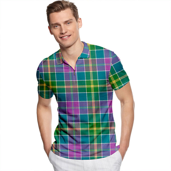 Yule Ancient Tartan Classic Lapel Zip Short Sleeve Polo