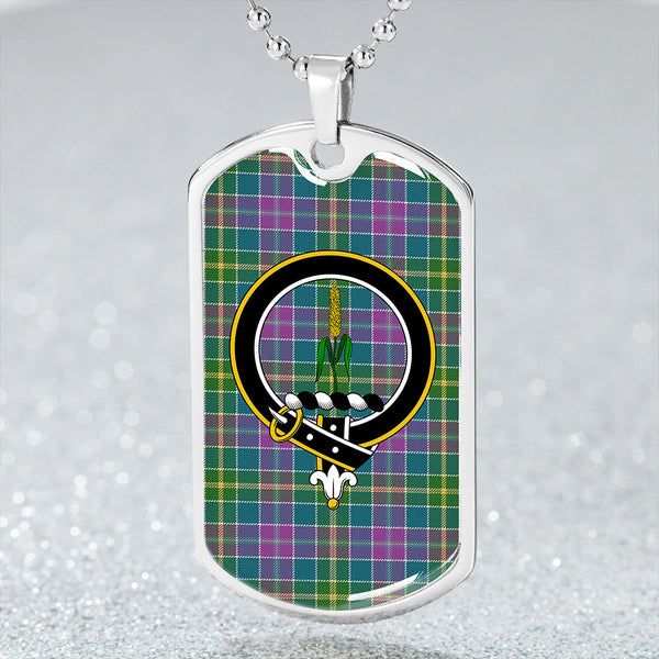 Yule Ancient Clan Badge Classic Tartan Dog Tag Necklace