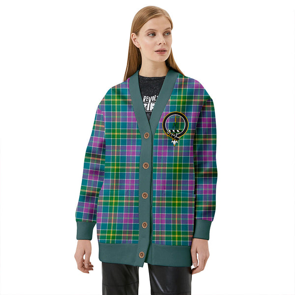 Yule Ancient Clan Badge Tartan V-neck Cardigan