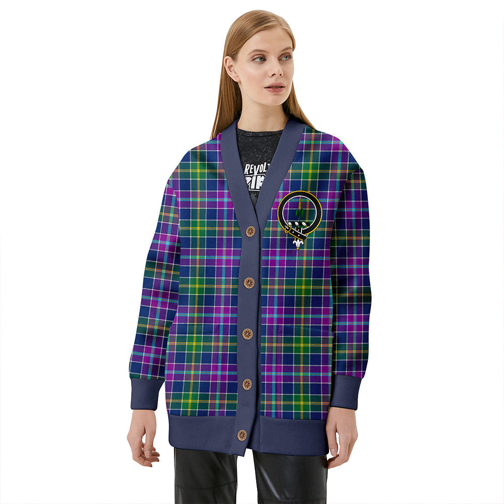 Yule Modern Clan Badge Tartan V-neck Cardigan