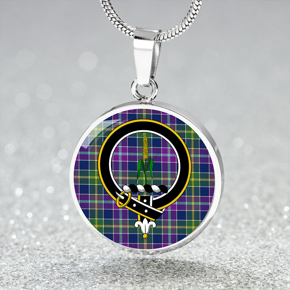 Yule Modern Clan Badge Tartan Classic Circle Necklace