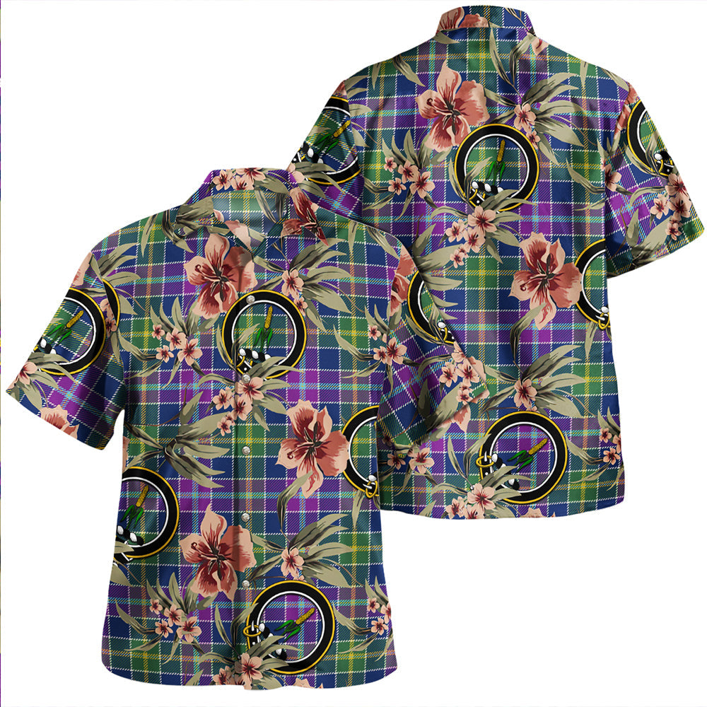 Yule Modern Clan Badge Tartan Aloha Hawaiian Shirt Tropical Old Style