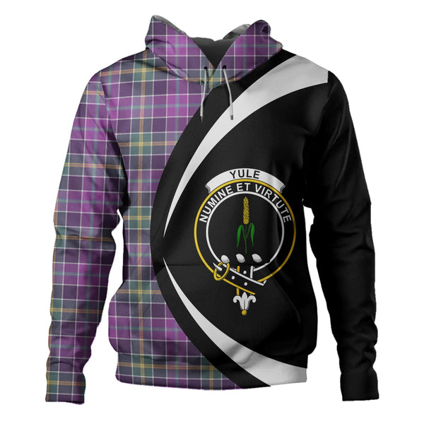 Yule Weathered Clan Badge Tartan Hoodie Circle Style