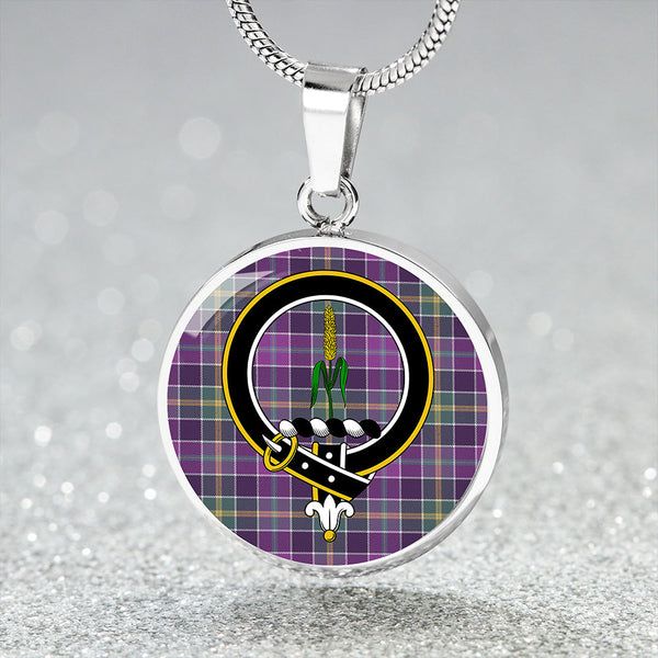 Yule Weathered Clan Badge Tartan Classic Circle Necklace