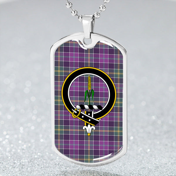 Yule Weathered Clan Badge Classic Tartan Dog Tag Necklace