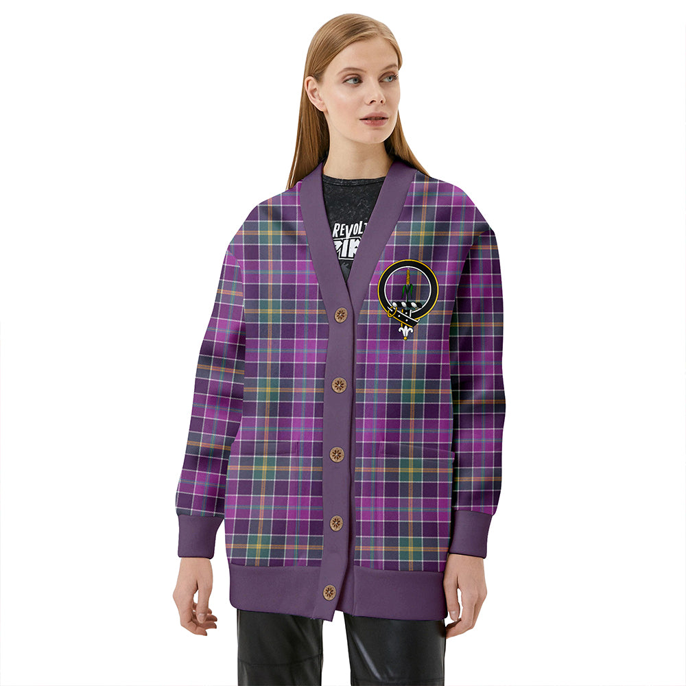 Yule Weathered Clan Badge Tartan V-neck Cardigan