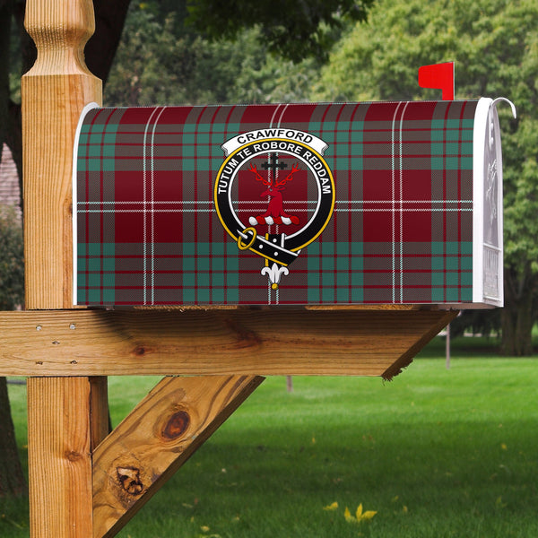 Crawford Modern Clan Badge Classic Tartan Mailbox Cover