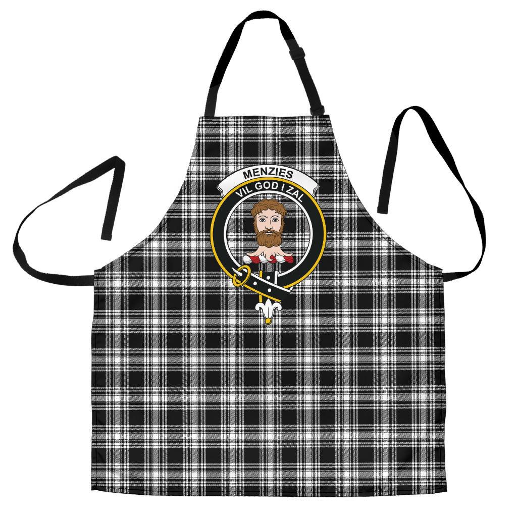 Menzies Black & White Modern Tartan Clan Crest Apron