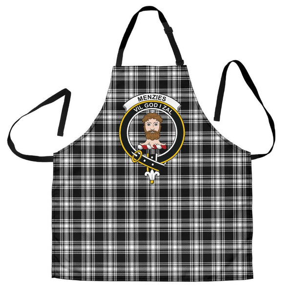 Menzies Black & White Modern Tartan Clan Crest Apron