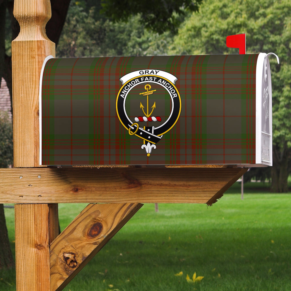 Gray Clan Badge Classic Tartan Mailbox Cover