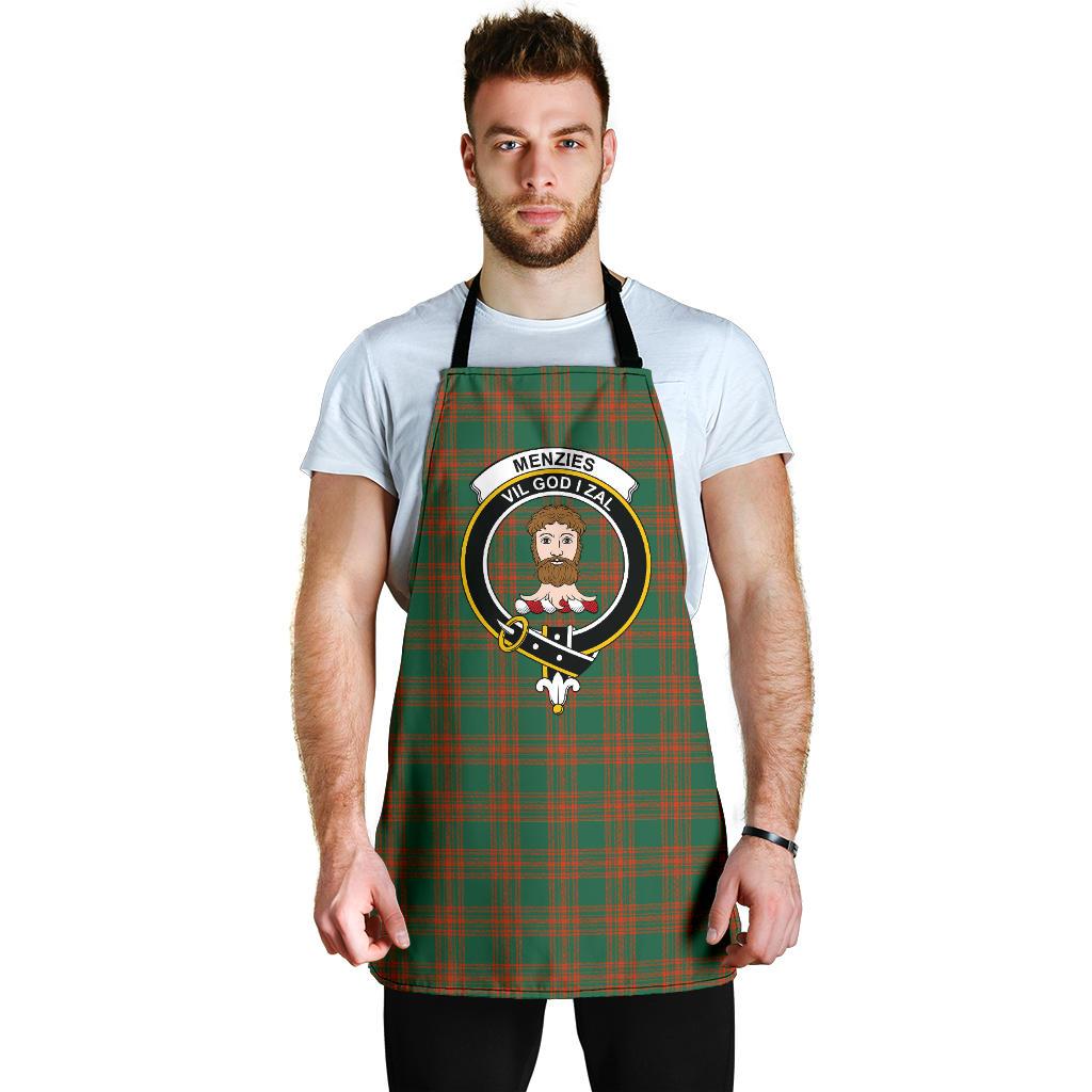 Menzies Green Ancient Tartan Clan Crest Apron