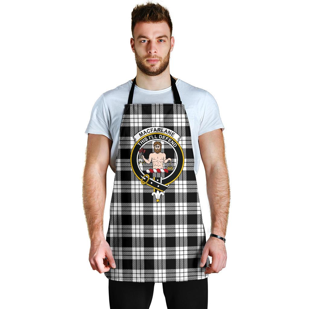 MacFarlane Black & White Ancient Tartan Clan Crest Apron