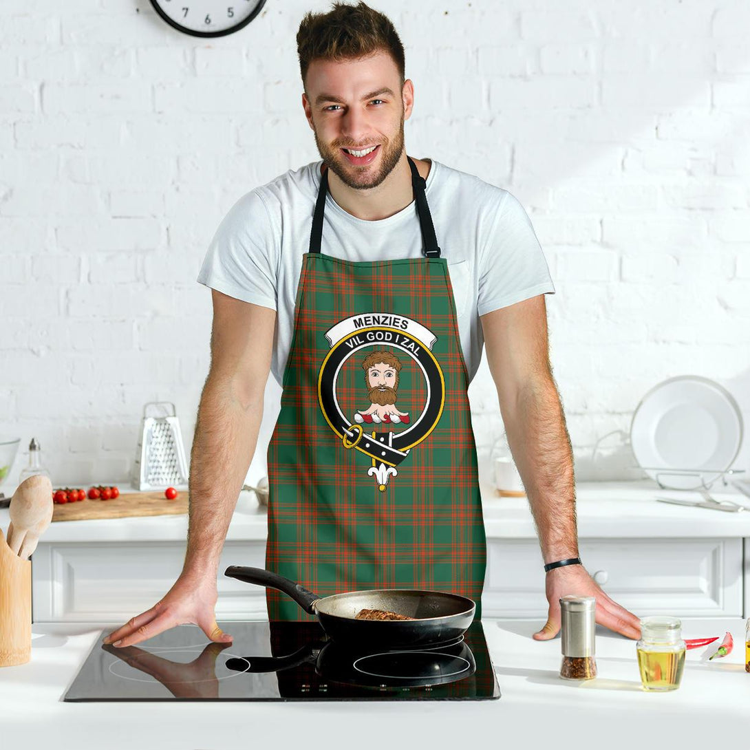 Menzies Green Ancient Tartan Clan Crest Apron