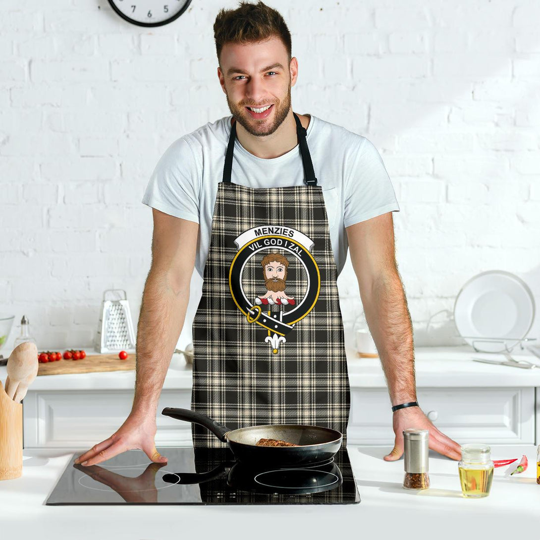 Menzies Black & White Ancient Tartan Clan Crest Apron