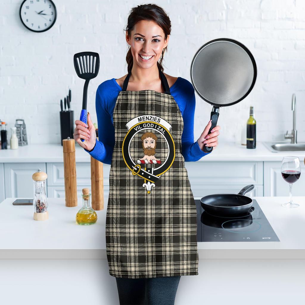 Menzies Black & White Ancient Tartan Clan Crest Apron