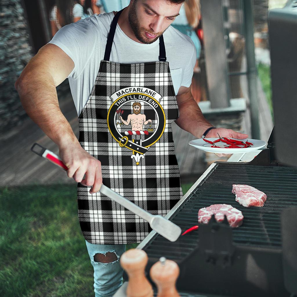 MacFarlane Black & White Ancient Tartan Clan Crest Apron