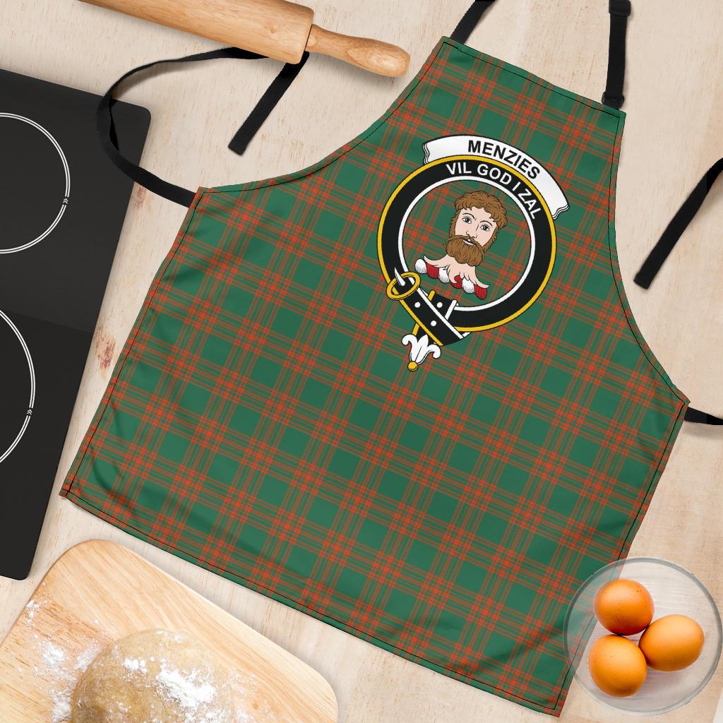 Menzies Green Ancient Tartan Clan Crest Apron