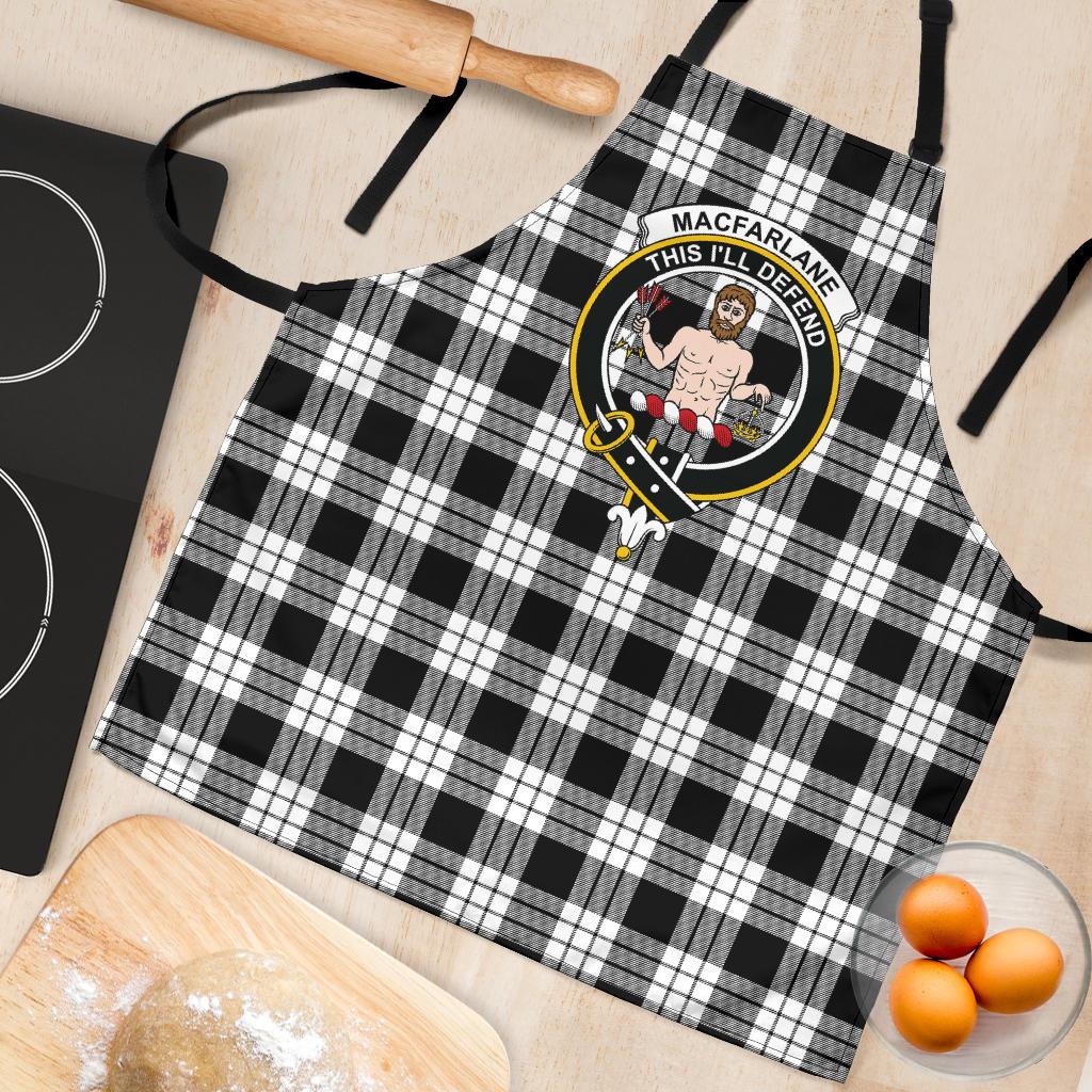 MacFarlane Black & White Ancient Tartan Clan Crest Apron