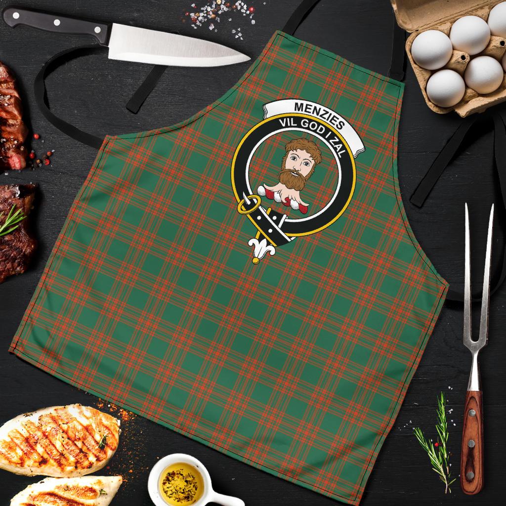 Menzies Green Ancient Tartan Clan Crest Apron