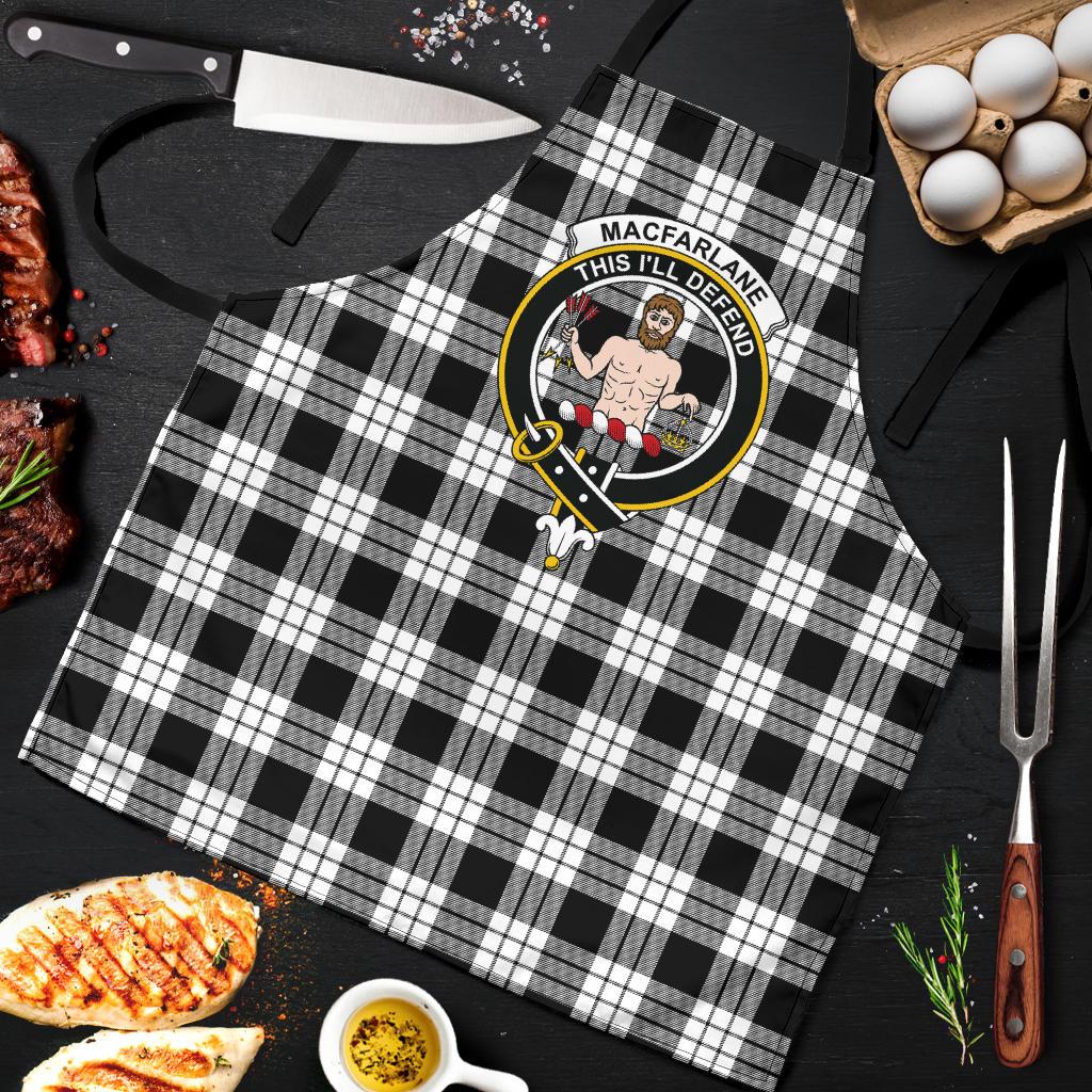 MacFarlane Black & White Ancient Tartan Clan Crest Apron