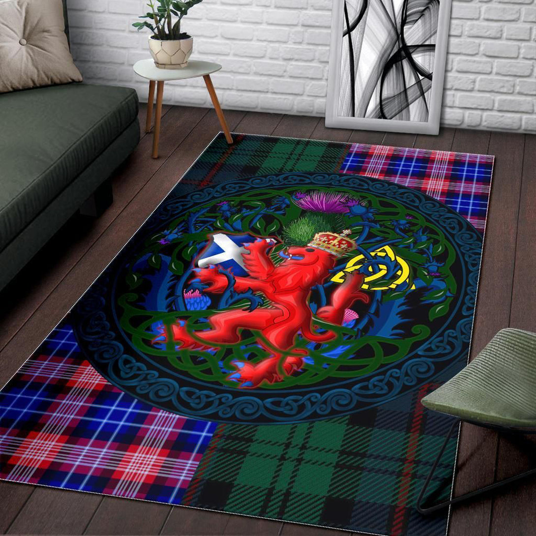 Scotland Rampant Lion with Thistle Area Rug Tartan