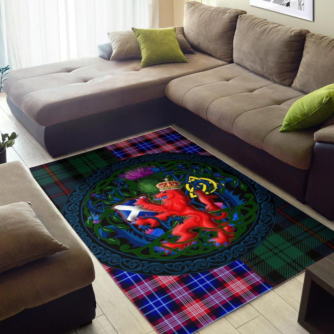 Scotland Rampant Lion with Thistle Area Rug Tartan