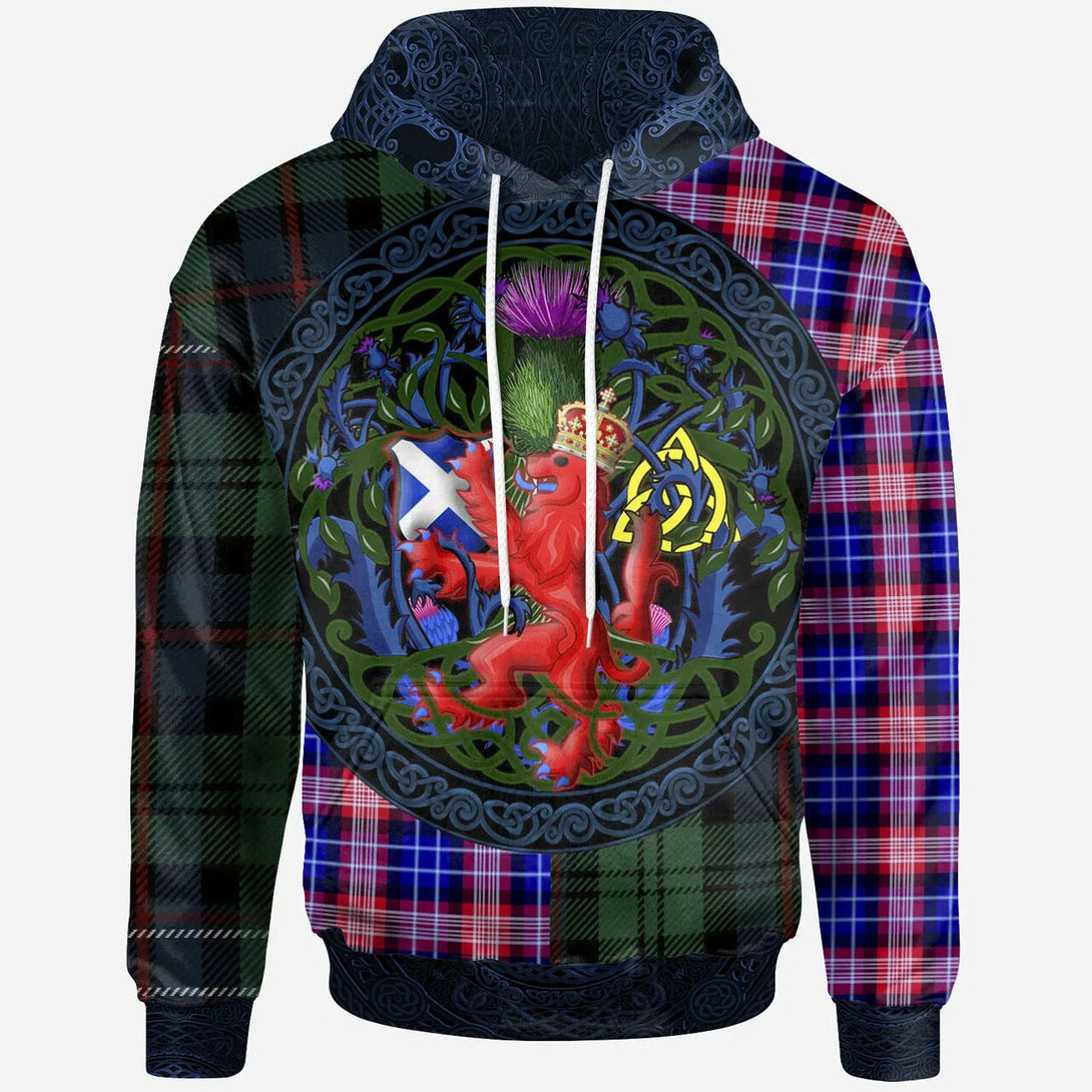 Scotland Rampant Lion with Thistle Hoodie - Tartan