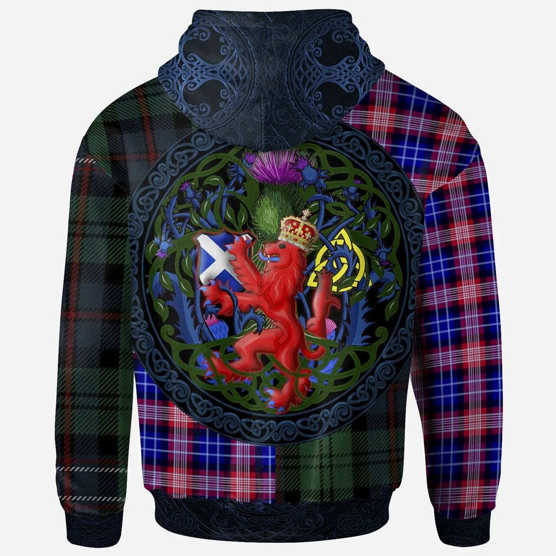 Scotland Rampant Lion with Thistle Hoodie - Tartan