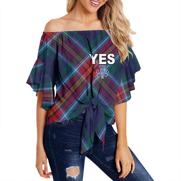 Scotland Tartan Yes Off Shoulder Wrap Waist Top | Celticprime.com