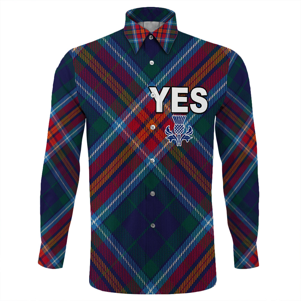 Scotland Tartan Yes Long Sleeve Button Shirt | Celticprime.com