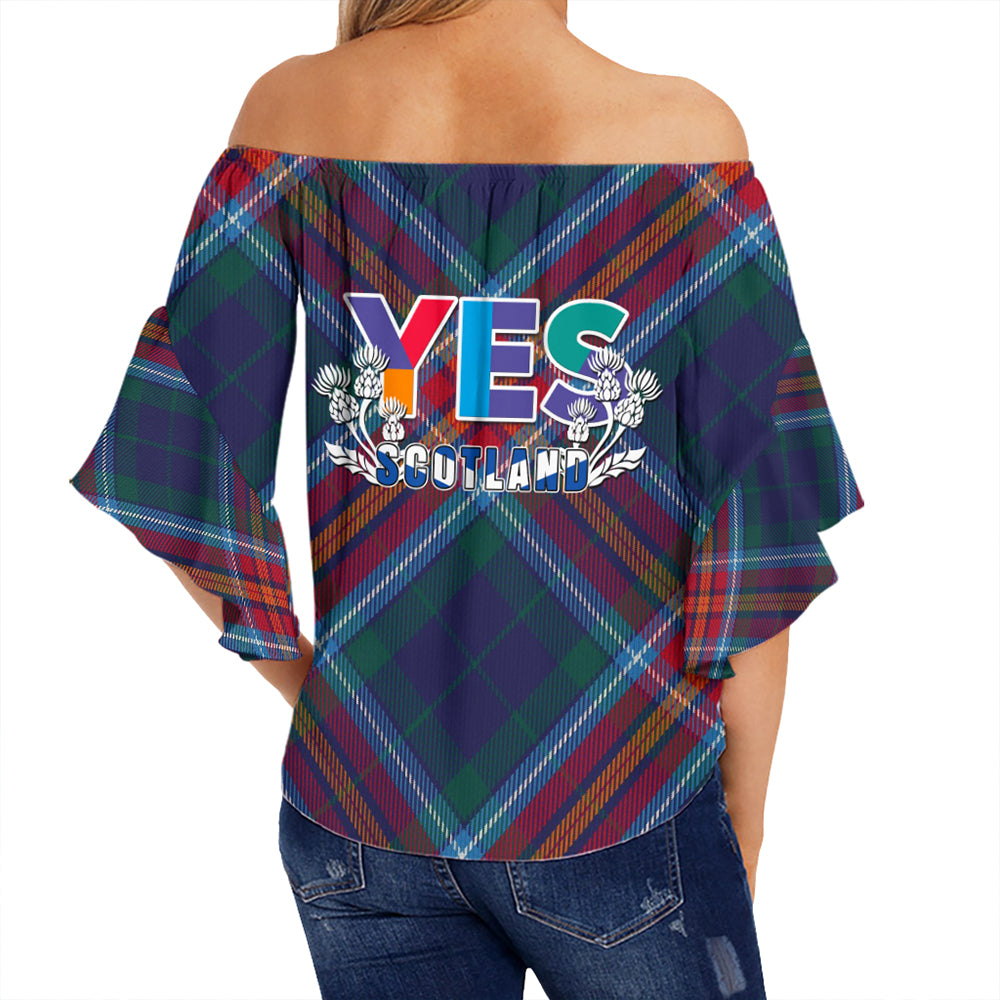 Scotland Tartan Yes Off Shoulder Wrap Waist Top 