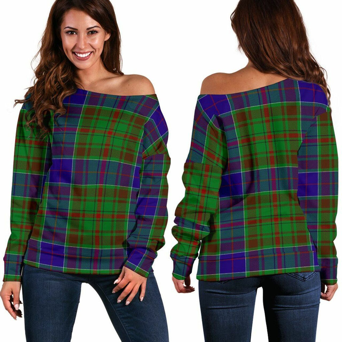 Adam Tartan Classic Women Off Shoulder Sweatshirt