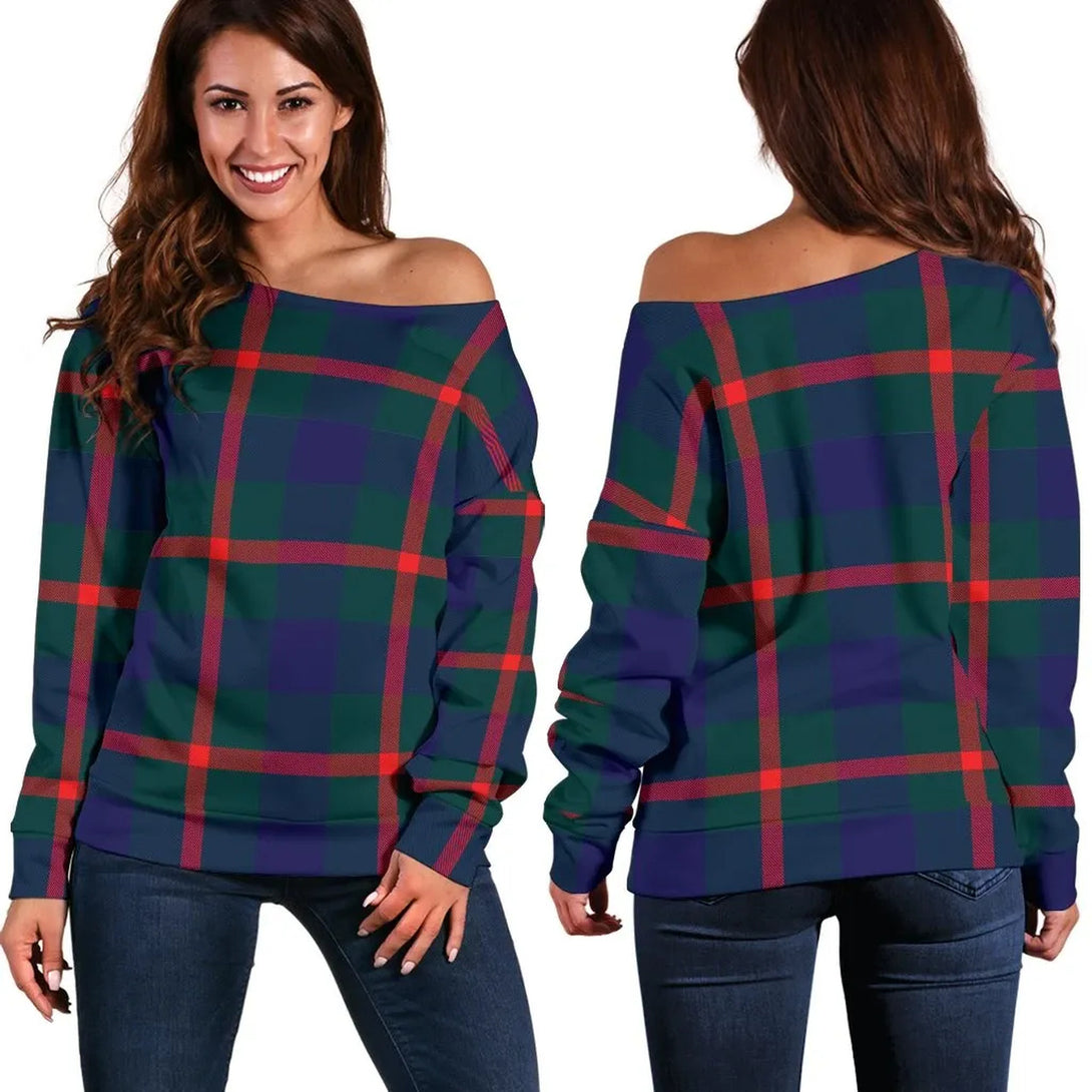 Agnew Modern Tartan Classic Women Off Shoulder Sweatshirt