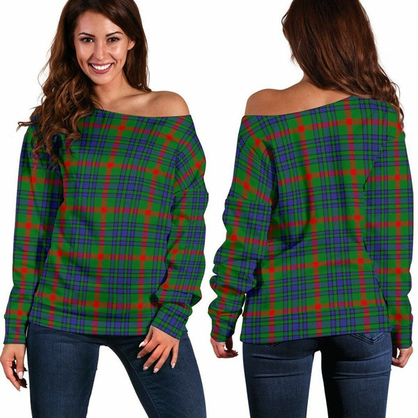 Aiton Tartan Classic Women Off Shoulder Sweatshirt