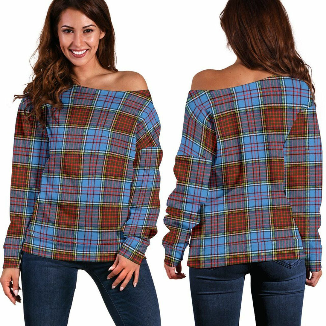 Anderson Modern Tartan Classic Women Off Shoulder Sweatshirt