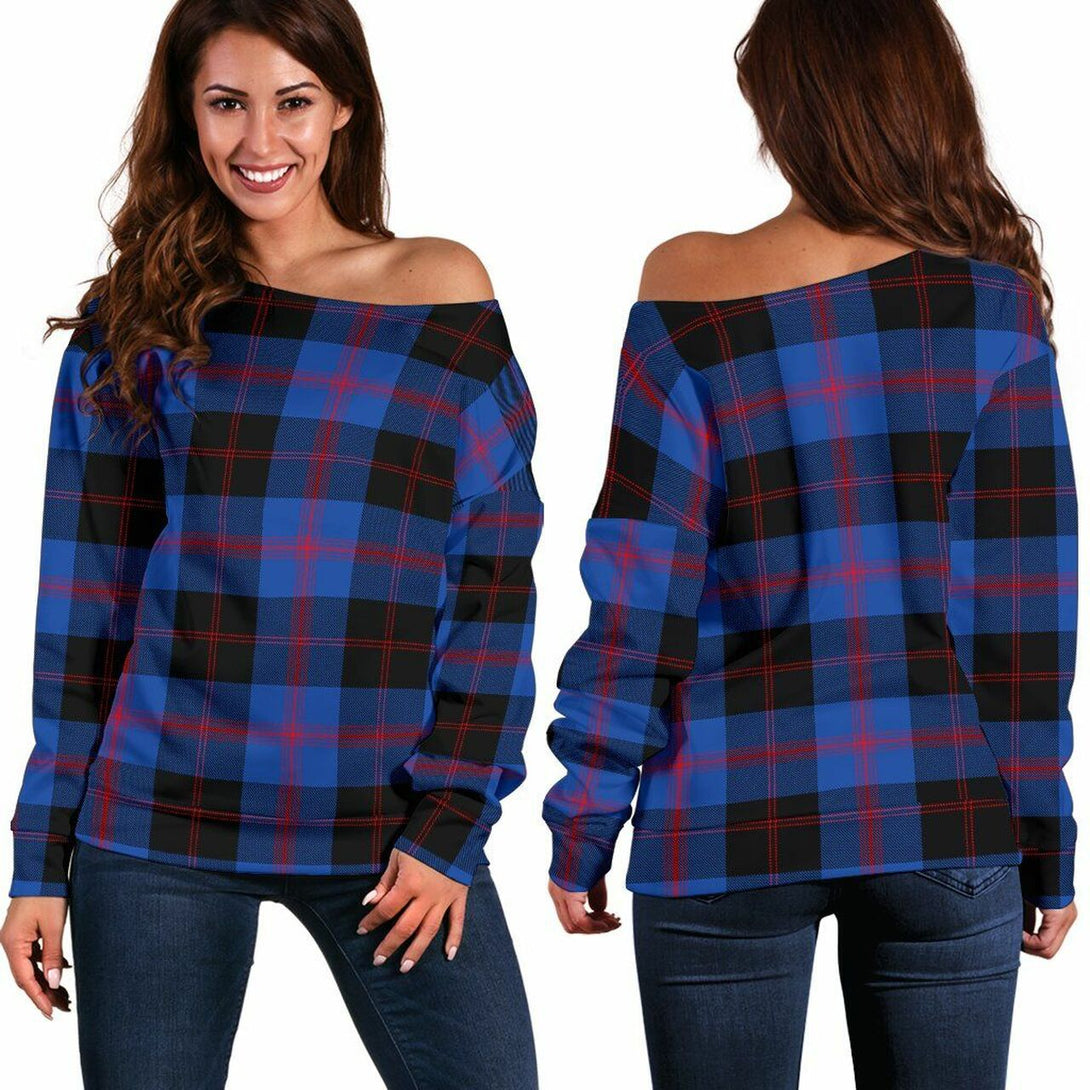 Angus Modern Tartan Classic Women Off Shoulder Sweatshirt