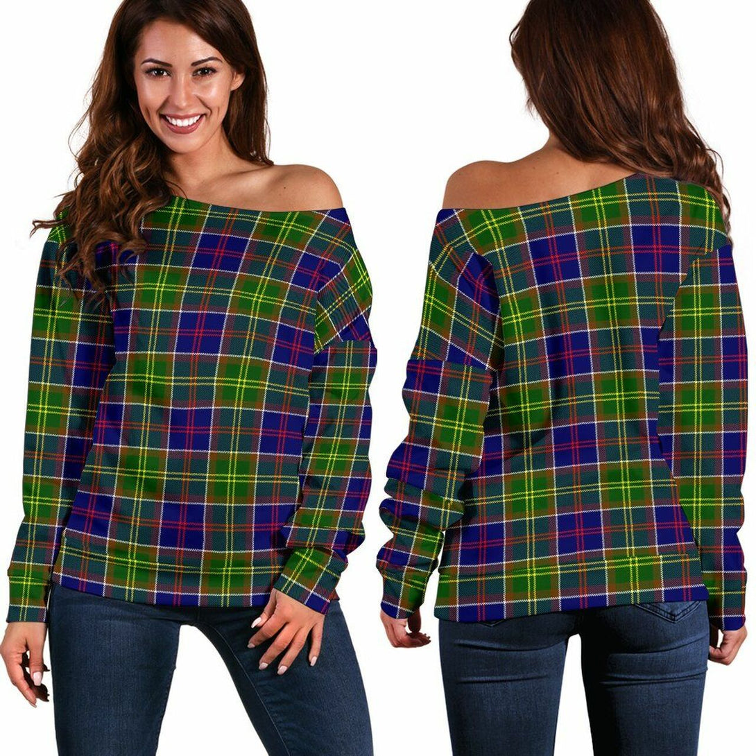 Ayrshire District Tartan Classic Women Off Shoulder Sweatshirt