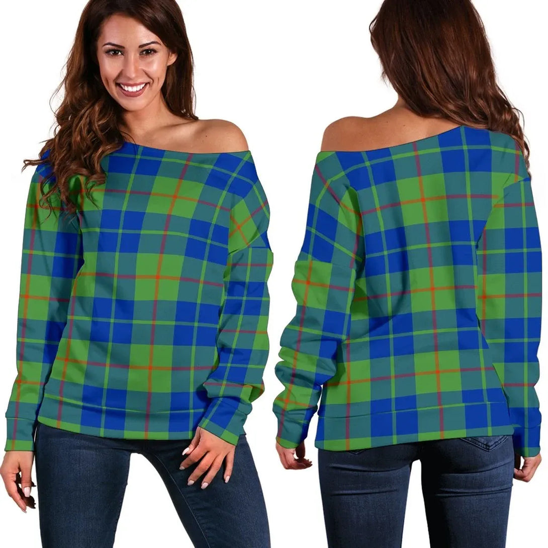 Barclay Hunting Ancient Tartan Classic Women Off Shoulder Sweatshirt