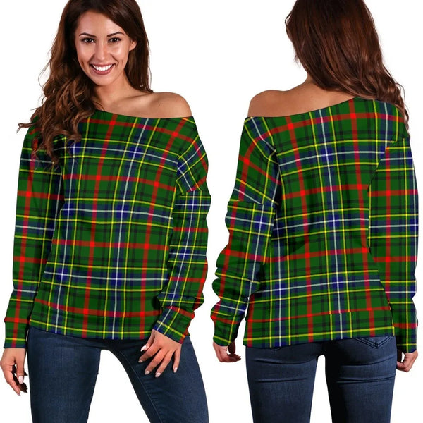 Bisset Tartan Classic Women Off Shoulder Sweatshirt