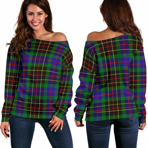 Brodie Hunting Modern Tartan Classic Women Off Shoulder Sweatshirt