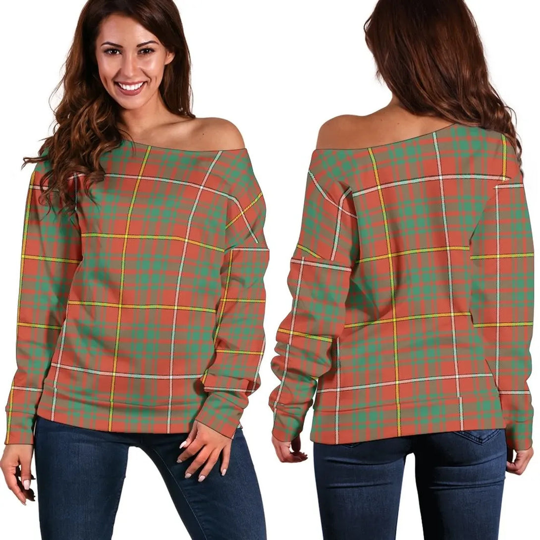 Bruce Ancient Tartan Classic Women Off Shoulder Sweatshirt