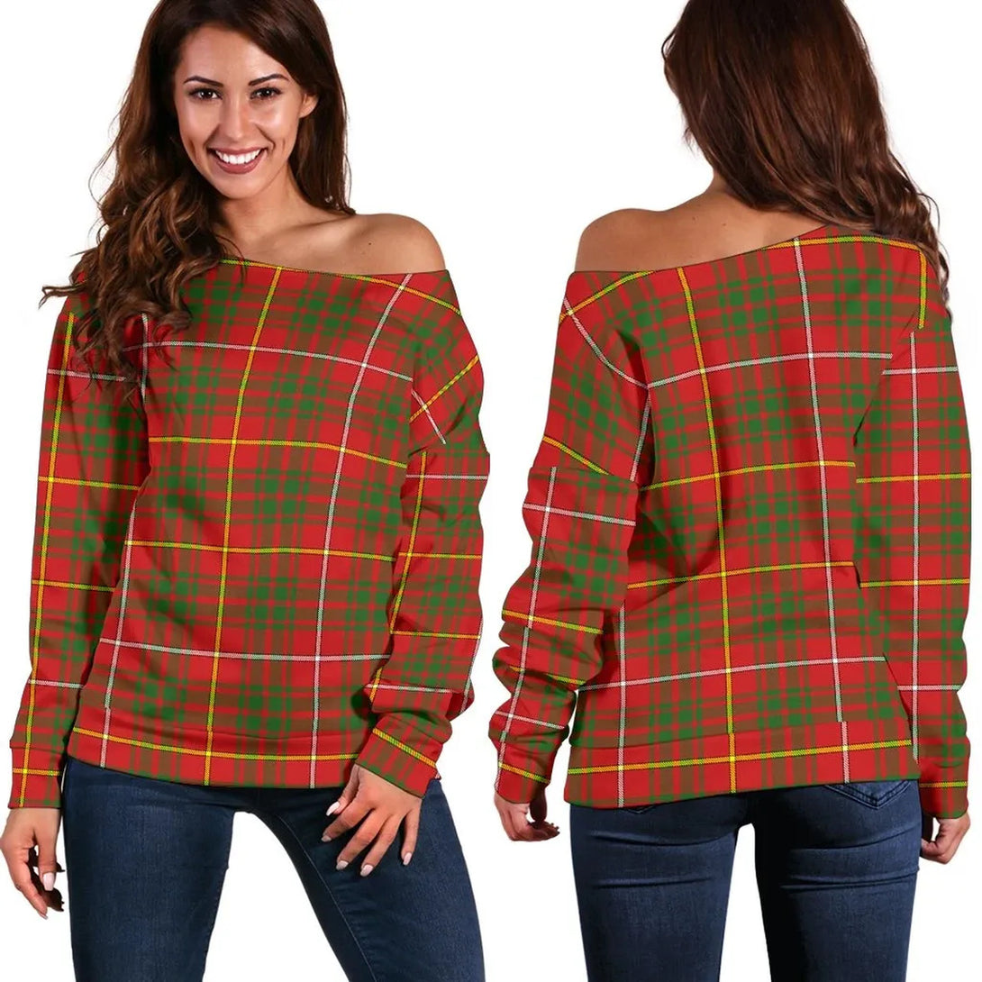 Bruce Modern Tartan Classic Women Off Shoulder Sweatshirt