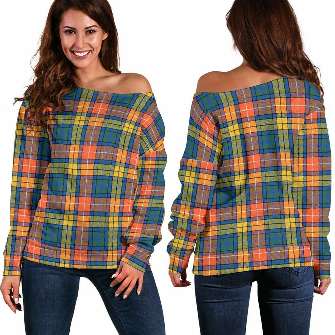 Buchanan Ancient Tartan Classic Women Off Shoulder Sweatshirt