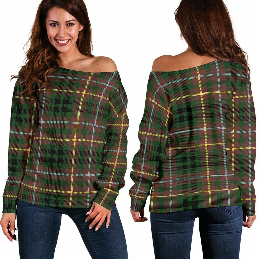 Buchanan Hunting Tartan Classic Women Off Shoulder Sweatshirt