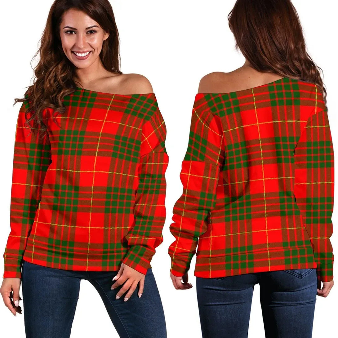 Cameron Modern Tartan Classic Women Off Shoulder Sweatshirt